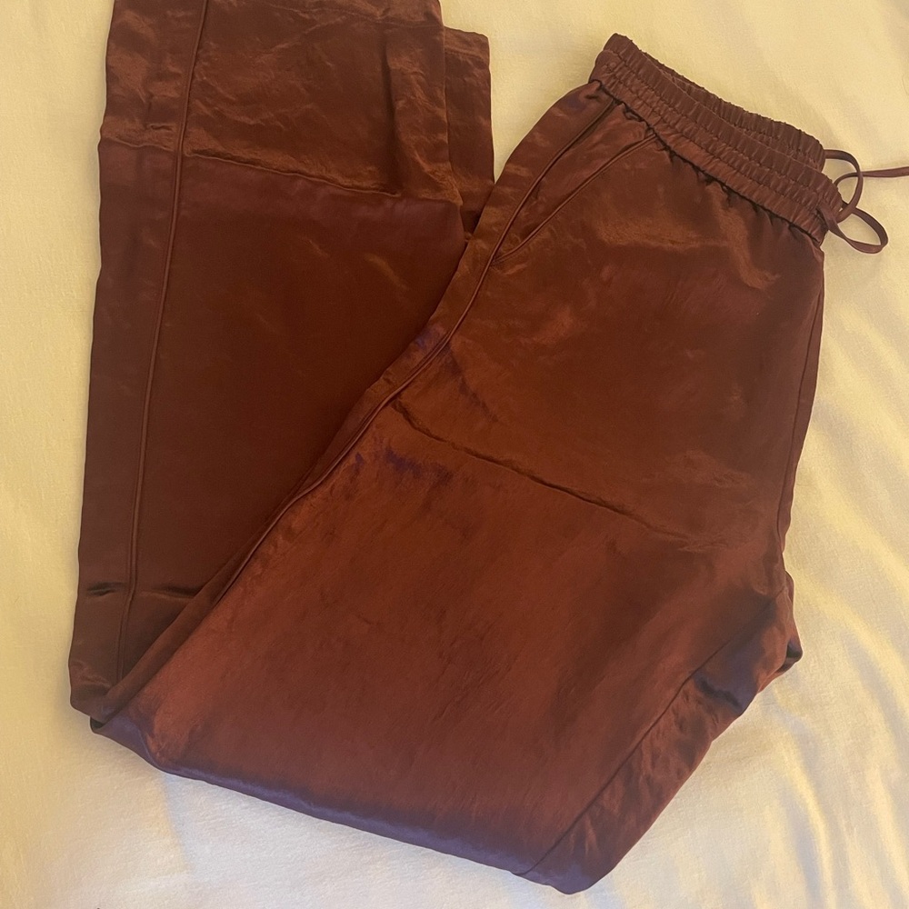 Rag & Bone Satin Pants in Burgundy